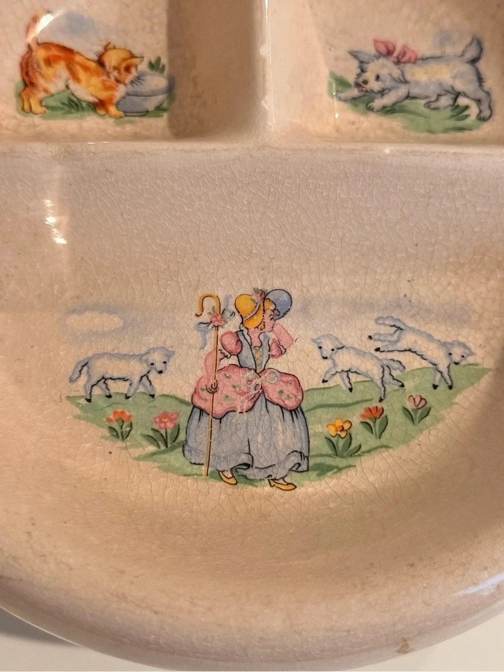 Vintage Divided Ceramic Serving Dish Cottagecore Farm